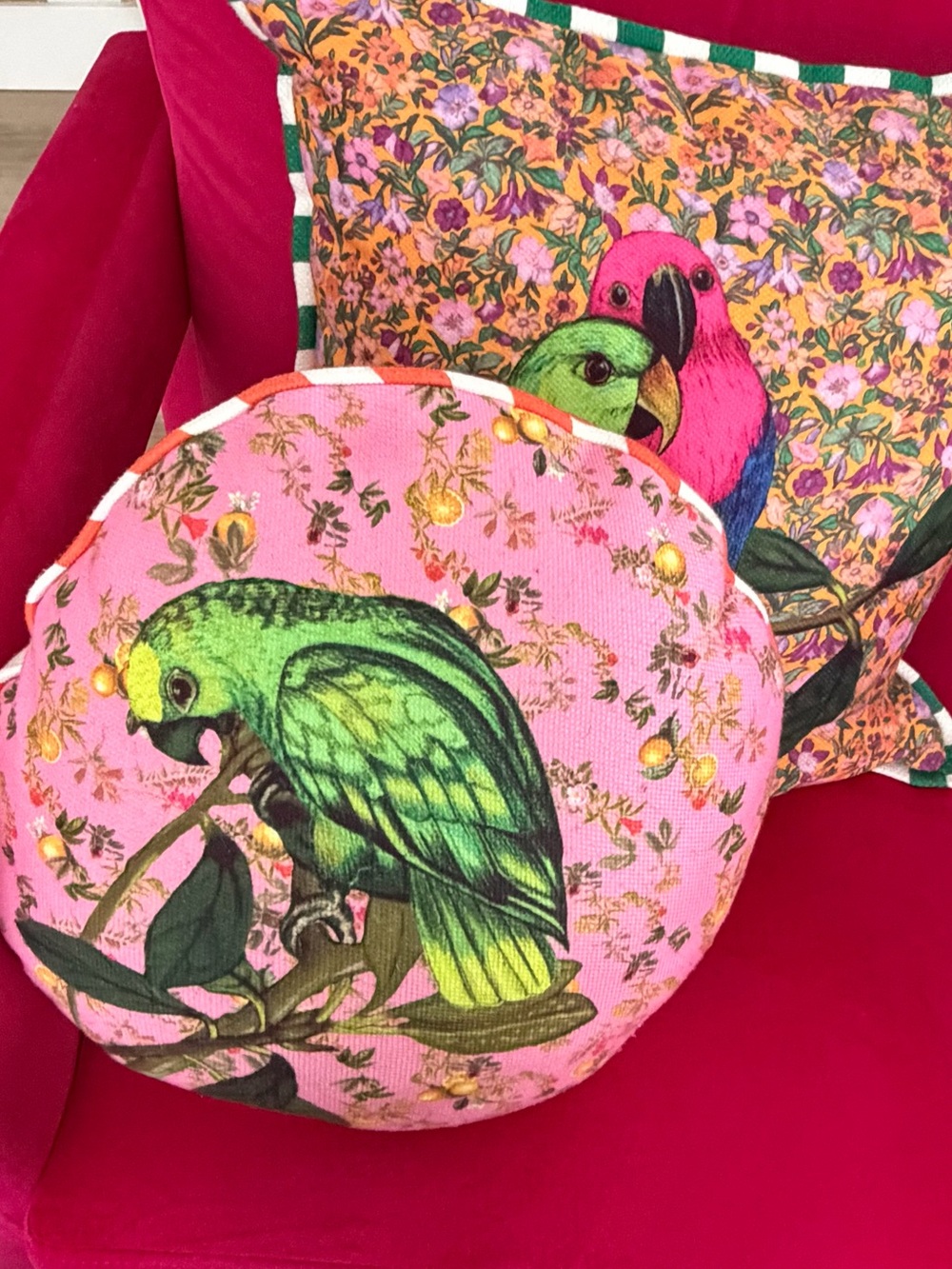 Maeve for Anthropologie Round Pillow with Parrot - Picture 3 of 6